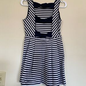 Forever 21 Blue White Striped Bow Back Sleeveless Dress Size Small